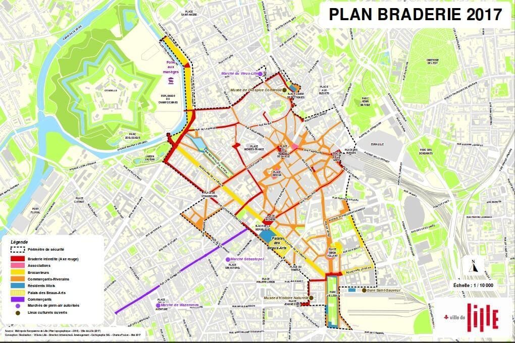 karta över Lille braderie