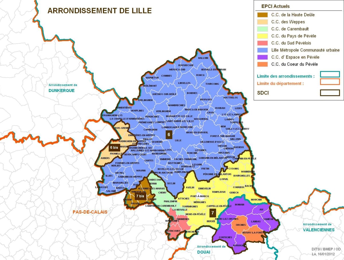 karta över Lille arrondissementet