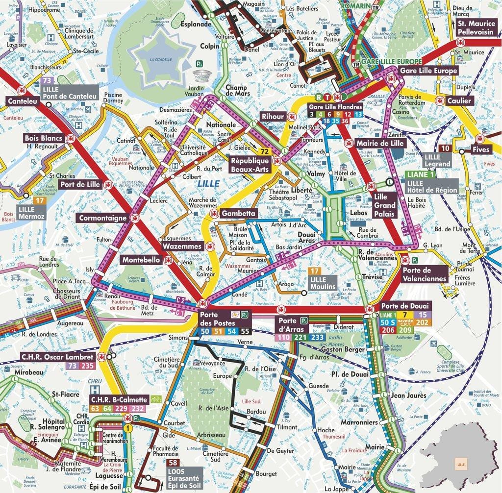 street map-Lille, frankrike